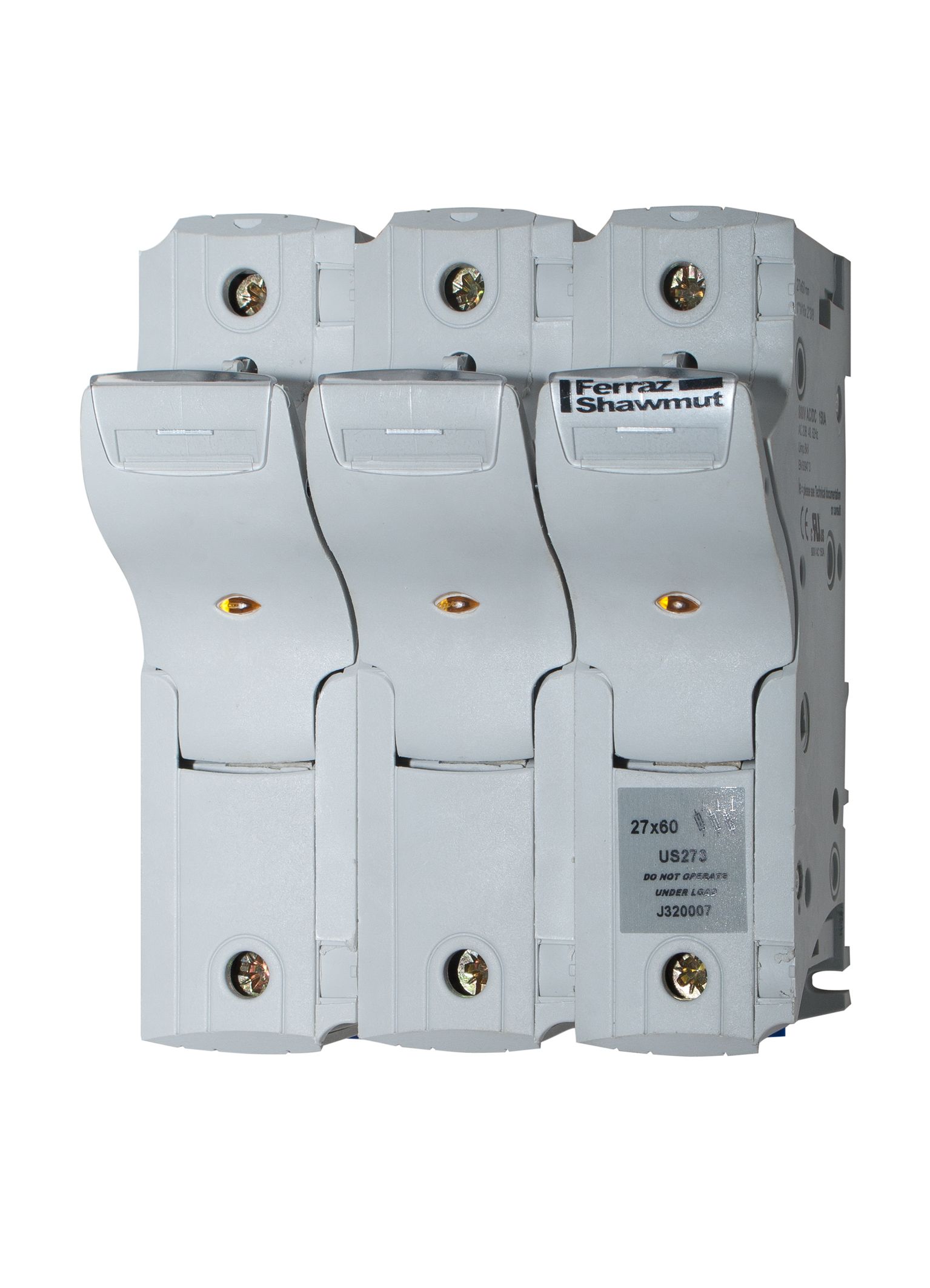 J320007 - modular fuse holder, UL, 3P, 27x60, DIN rail mounting, IP20